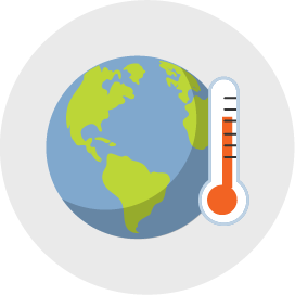 A graphic of Earth with a thermometer beside it